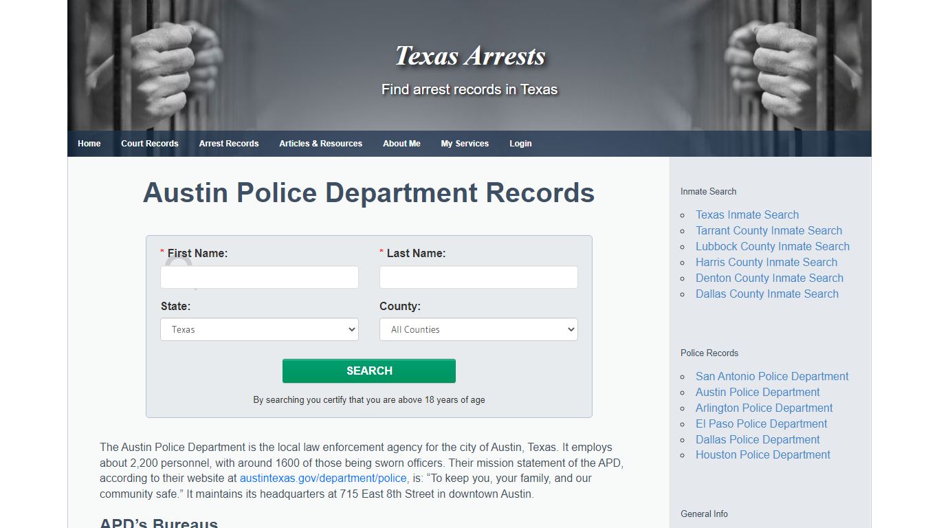 Austin Police Department Records search - texasarrests.org